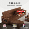 Small wooden nest sofa solid wood sofa living room 2026 black walnut wood furniture large and small apartment new Chinese style sofa for winter and summer use four people + imperial concubine couch (free cushion when ordering)