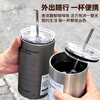 Jingyan Bingba Cup American Coffee Cup 304 Stainless Steel Portable Car Cup Insulated and Locked Cup Straw Water Cup Food Grade Stainless Steel 600ml + Lid + Straw Double-layer Insulation and Cold Keeping | Three Drinks in One Cover | Sealed and Dustproof