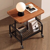 Zhuobo coffee table living room sofa side table tea table movable bedside table bedside table CJ38 walnut color