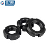 Guwanji round nut slotted nut stop locking nut GB812 anti-loosening nut four slots M10M12-M64 M14x1.5 10 pieces iron black material