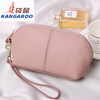 Kangaroo (KANGAROO) genuine leather clutch bag for women 2025 new fashion simple cowhide soft leather mother large capacity mobile phone coin purse long black