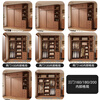 Huixun Free Installation Wardrobe Bedroom Wooden Furniture Sliding Door Walnut Color Home Storage Wardrobe Cabinet 140*200*50 Main Cabinet