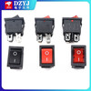 KCD1-104/N boat-shaped switch with light, 4 pins and 2 positions, boat-shaped rocker power switch, red/black, four pins, KCD1 black (1 piece), no specifications