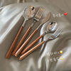 Ins style tableware chopsticks spoon fork stainless steel household high-value tableware steak knife fork spoon dessert small spoon family set 1 (4 tablespoons + 4 large forks)
