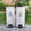 GNF two-category stainless steel foot-operated trash can (30L*2) indoor covered large commercial unit shopping mall office hotel corridor foot-operated garbage sorting bin GPX-218H