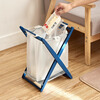 Japan imported foldable garbage rack with tray plastic bag storage bracket kitchen portable garbage bag hanger blue 27.9*35.6*29.2 cm