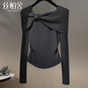 Sibaishe Pullover Bottoming Shirt 2025 Autumn New Style Women's Elegant Bow Tie Waist Top