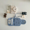 Qisihua ins style blogger cute fabric floral change storage bag card bag student portable card bag white rabbit card bag about 8.5cm*11cm without pendant