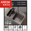 Arrow Official Flagship Nano Gun Gray Kitchen Sink Large Single Slot 304 Stainless Steel Wash Basin Thickened Under Counter Basin Gray Nano 68x45 Luxury Pull-out Faucet Package