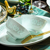 Yueyan Tingge Jingdezhen high-end underglaze color celadon exquisite bowl and dish set household tableware complete set housewarming wedding new home gift jade exquisite 68 pieces for 10 people