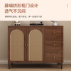 Zhijinxuan sideboard integrated wall-mounted solid wood sideboard tea cabinet rattan door living room multi-functional wine cabinet storage cabinet 80cm rattan model including installation environmentally friendly board