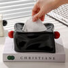 New high-looking ceramic bead tissue box, durable and safe tissue box, living room desktop tissue box decoration, ball glacier tissue box - off-white without balls