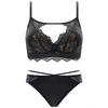 Jin Bingsheng French bra set for women with small breasts, large push-up, push-up support for secondary breasts, sexy lace seamless back bra set, black suit, back slim fit 34/75AB