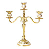 Three-headed Tiger Candlestick Ornament European-style retro three-headed five-headed candlestick hotel wedding candlestick Western restaurant candlelight dinner American style 5-headed gold (5 gold long wax free)