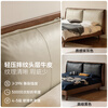 Genji Muyu solid wood bed light luxury double bed master bedroom does not disturb each other down soft back bed high-end atmospheric leather bed solid wood bed (leather beige) H314B01 1800mm*2000mm