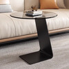 Sofa side table living room coffee table small table creative minimalist small round table glass corner table light luxury high-end side table black - diameter 60 height 50cm explosion-proof glass