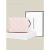 Casa-kups simple small fragrant style rhombus wallet for women 2025 new style exquisite multi-card slot anti-degaussing card bag pink embroidery rhombus