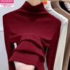 Modal Ancora red half turtleneck bottoming shirt for women slim fit autumn and winter German velvet new long-sleeved small fragrant style inner top burgundy M recommended under 90 pounds