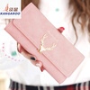 Kangaroo frosted leather long wallet for women 2025 new style simple fashionable European and American large capacity deerskin wallet wallet for women brown