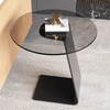 Sofa side table living room coffee table small table creative minimalist small round table glass corner table light luxury high-end side table black - diameter 60 height 50cm explosion-proof glass