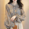 Xia Dian Sudian Queen (SE.PSTP) French Floral Chiffon Top Women's Autumn 2025 New Style Western Unique and Exquisite Long-sleeved Shirt Floral Shirt Version 3XL Recommended to wear 130-140 pounds