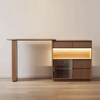 Harmony Dujiang solid wood sideboard bar table retractable storage partition integrated cabinet living room small apartment sofa side cabinet double-sided storage bar table combination walnut color solid wood