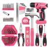 KSHKHispec household multifunctional electric drill set electric screwdriver hardware tool box set home repair combination pink 8V lithium electric drill tool box fairy hands-on model