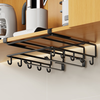 Kunfeng kitchen rack hanging under cabinet hanging rack wall cabinet paper towel rack pot lid rack chopping board storage rack no punching black single layer standard style thickened and reinforced