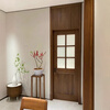 Customized solid wood bedroom door Customized medieval style interior door Walnut color glass door Composite paint door Retro solid wood door Deposit