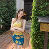 Bai Qixin swimsuit female dopamine girl island sweet outfit three-piece seaside vacation tube top suspender sweet and spicy slimming summer yellow tube top three-piece set one size 80-118 pounds