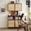Zhidian North American black walnut rattan cabinet home solid wood combination bookcase storage storage cabinet living room cabinet side cabinet single open grid