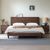 Jasmine purple sauce Nordic modern simple black walnut 1.5mx2m pure solid wood large bed small apartment master bedroom 1m8 double bed black walnut bed 1800*2000 black walnut full bed board
