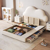 Cream Wind Cloud Children's Leather Bed Modern Simple Solid Wood Double Bed Boys and Girls Princess Bed Cartoon Storage Bed Quality/Children's Bed Color Note/Delivery to Home 1200mm*2000mm Frame Structure