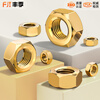 Fengji national standard pure brass nut full copper hexagonal nut screw cap M1M2M3M4M5M6M8M10M12M16M20mm M12 2 pieces