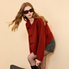 Tricolor 100 sheep wool 2025 winter new style double-sided woolen coat short horn buckle disc buckle M