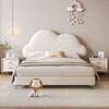 Cream Wind Cloud Children's Leather Bed Modern Simple Solid Wood Double Bed Boys and Girls Princess Bed Cartoon Storage Bed Quality/Children's Bed Color Note/Delivery to Home 1200mm*2000mm Frame Structure