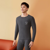 Septwolves Pure Cotton Antibacterial Thermal Underwear Men's Autumn Clothes and Autumn Pants Set Round Neck Autumn and Winter Cotton Wool Dark Gray XL