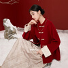 Sancai Red Plum Yingxue 2025 Winter New Sheep Wool Double-sided Wool Coat Loose Short Style C
