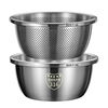 Vinoa stainless steel drain basket kitchen basin kitchen household fruit washing basket rice basin sieve thickening and basin extra thick/buy one belt one 28m solid basin with leakage basin regular