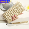 Ye Yu cross-border new 2025 wallet women's long embroidery mobile phone bag wallet multi-card slot card bag large capacity clutch bag trendy gold