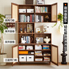 Zhidian North American black walnut rattan cabinet home solid wood combination bookcase storage storage cabinet living room cabinet side cabinet single open grid