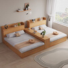 Qiuye Zhuifeng solid wood bed double bed tatami children's low bed floor-standing partition bed twins do not interfere with each other bedroom second child bed twin bed + locker 215*212cm including installation