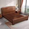 Nanyi Chinese solid wood bed walnut full mortise and tenon large bed 1.8m single double bed painted bed board modern bedroom wedding bed full painted bed board mortise and tenon bed 1.8*2.0m