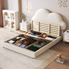 Cream Wind Cloud Children's Leather Bed Modern Simple Solid Wood Double Bed Boys and Girls Princess Bed Cartoon Storage Bed Quality/Children's Bed Color Note/Delivery to Home 1200mm*2000mm Frame Structure