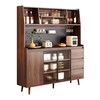 Ling Yuxun solid wood sideboard against the wall integrated storage cabinet double-layer multi-functional wine cabinet storage cabinet new Chinese tea cabinet solid wood ecological board Changhong glass door 80cm double door installation included