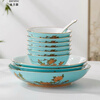 Mrs. Yongfengyuan porcelain West Lake Blue 22-head dishware gift box set suitable for home and gift giving