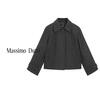 Massimo Dutti discount upgrade 2026 women's gray high-end short lapel woolen coat jacket 06456907 dark gray M (170/92A)