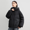 Flying in the snow short down jacket for women 2025 winter new hooded casual thickened warm 90 velvet jacket trendy black XS