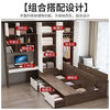 Mouth bed cabinet integrated solid wood tatami combination household combination multi-functional wardrobe combination multi-functional children's bed (oak color) tatami 1200mm*2000mm free home installation