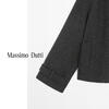 Massimo Dutti discount upgrade 2026 women's gray high-end short lapel woolen coat jacket 06456907 dark gray M (170/92A)